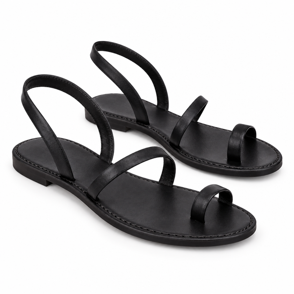 Black Toe-Ring Greek Sandals