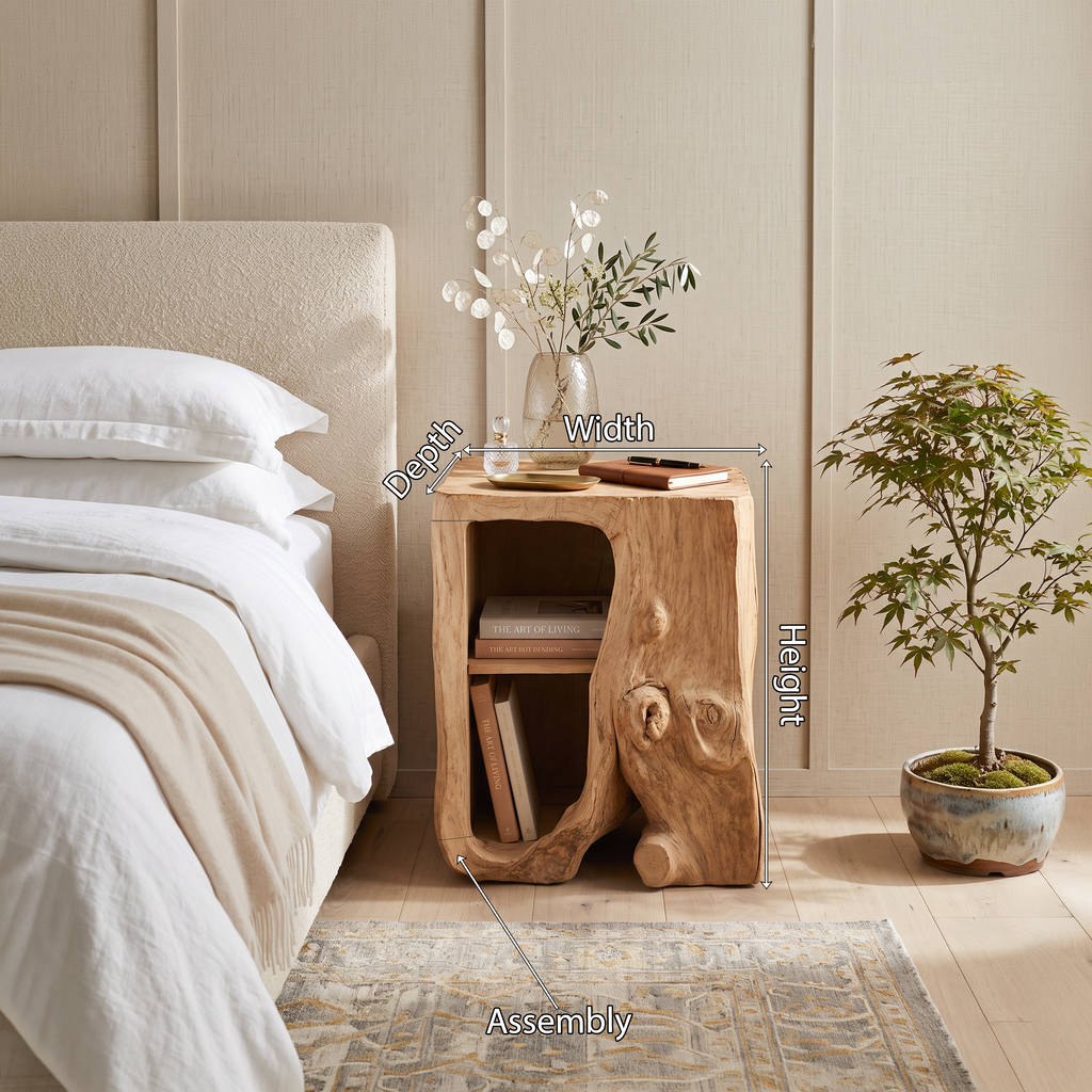 Farmhouse Live Edge Nightstand Bedroom Furniture Design