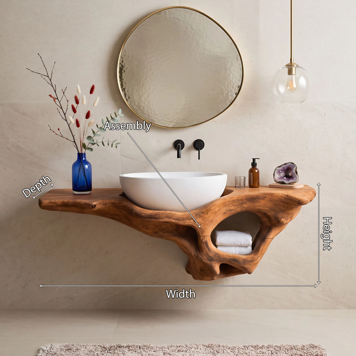 Mid Century Live Edge Vanity Bathroom Decor Accents