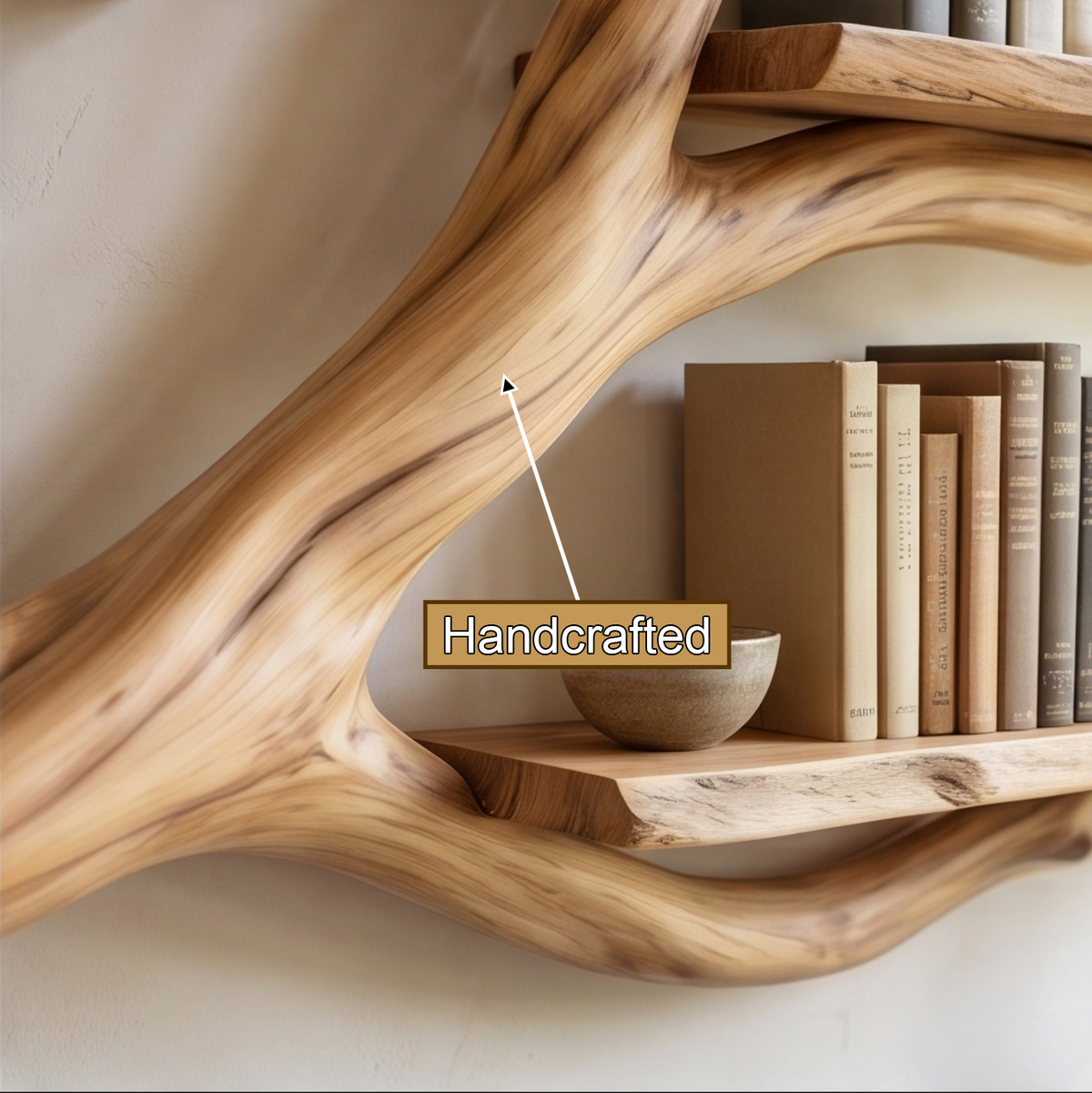 Briarcanopy Handcrafted Solid Wood Floating Tree Bookshelf