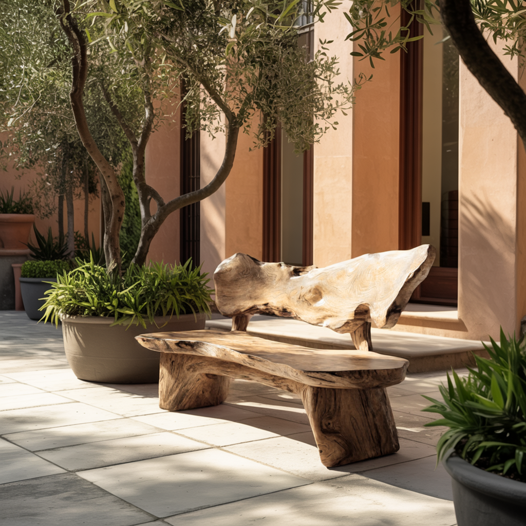 Coastline Drift Handcrafted Solid Wood Outdoor Bench