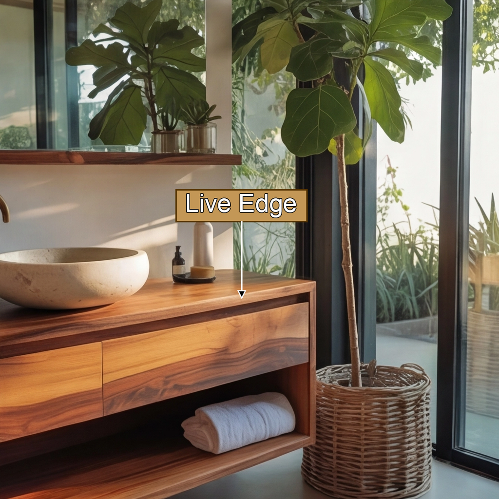 Lunara Minimal Japandi Handcrafted Solid Wood Floating Bathroom Vanity With Drawers