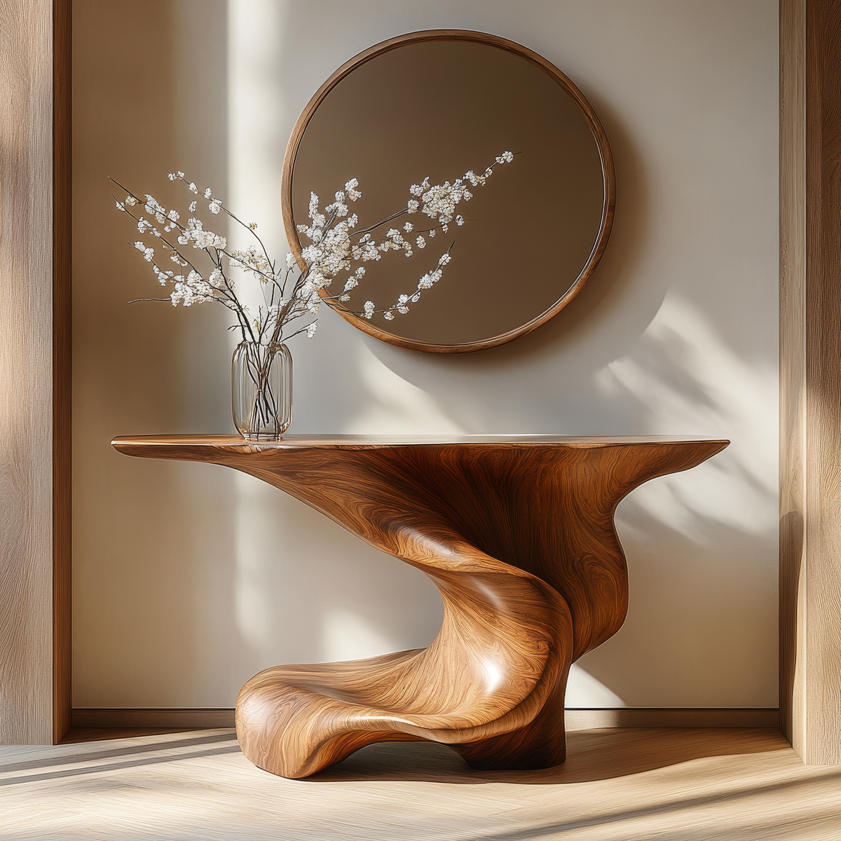 Orlithen Sculpted Solid Wood Console Table