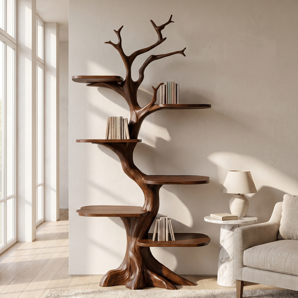 Ashgrove Handcrafted Solid Wood Tree Bookshelf
