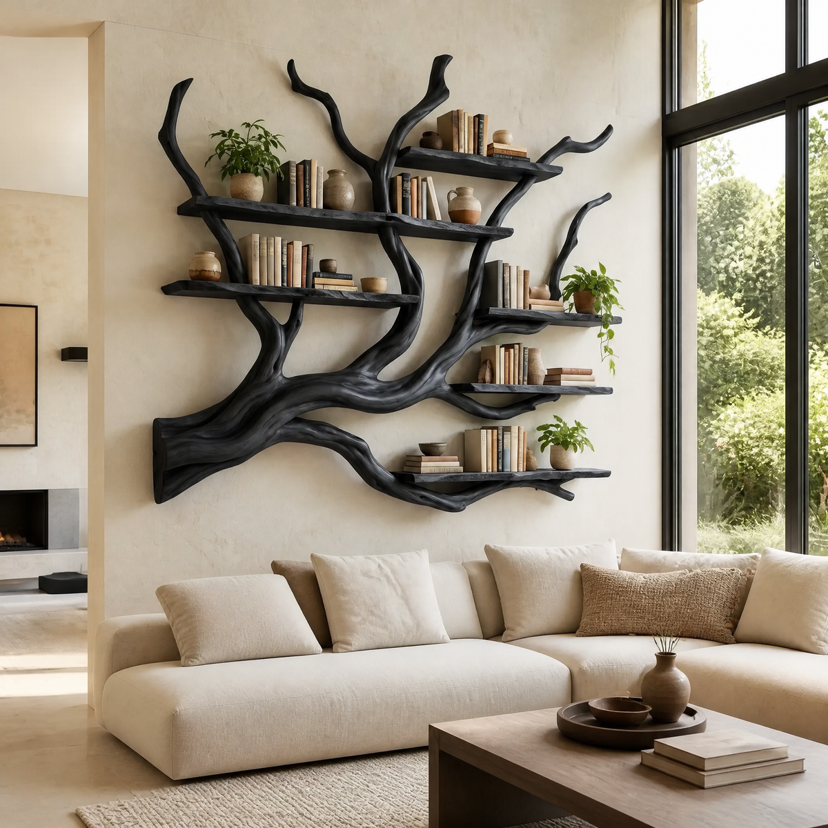 Briarcanopy Handcrafted Solid Wood Floating Tree Bookshelf