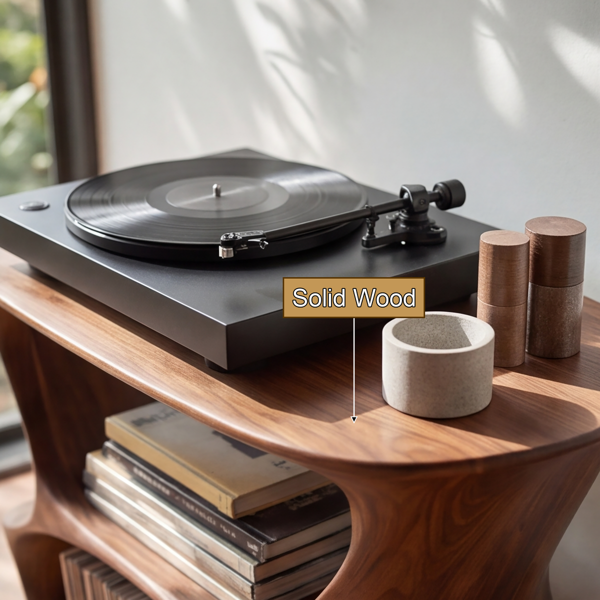 Velnora Handcrafted Solid Wood Record Player Stand SPA208523
