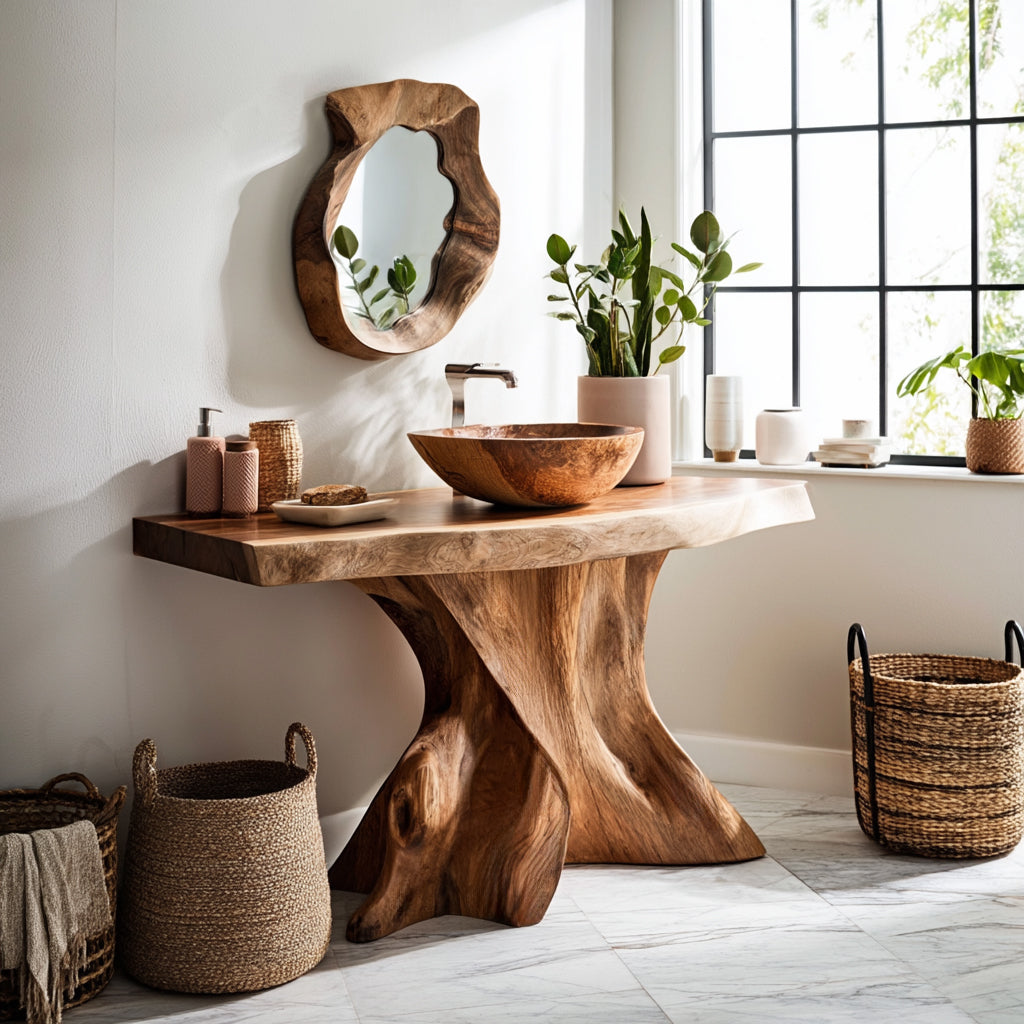 Velthora Rootform Solid Wood Freestanding Bathroom Vanity SPA576801