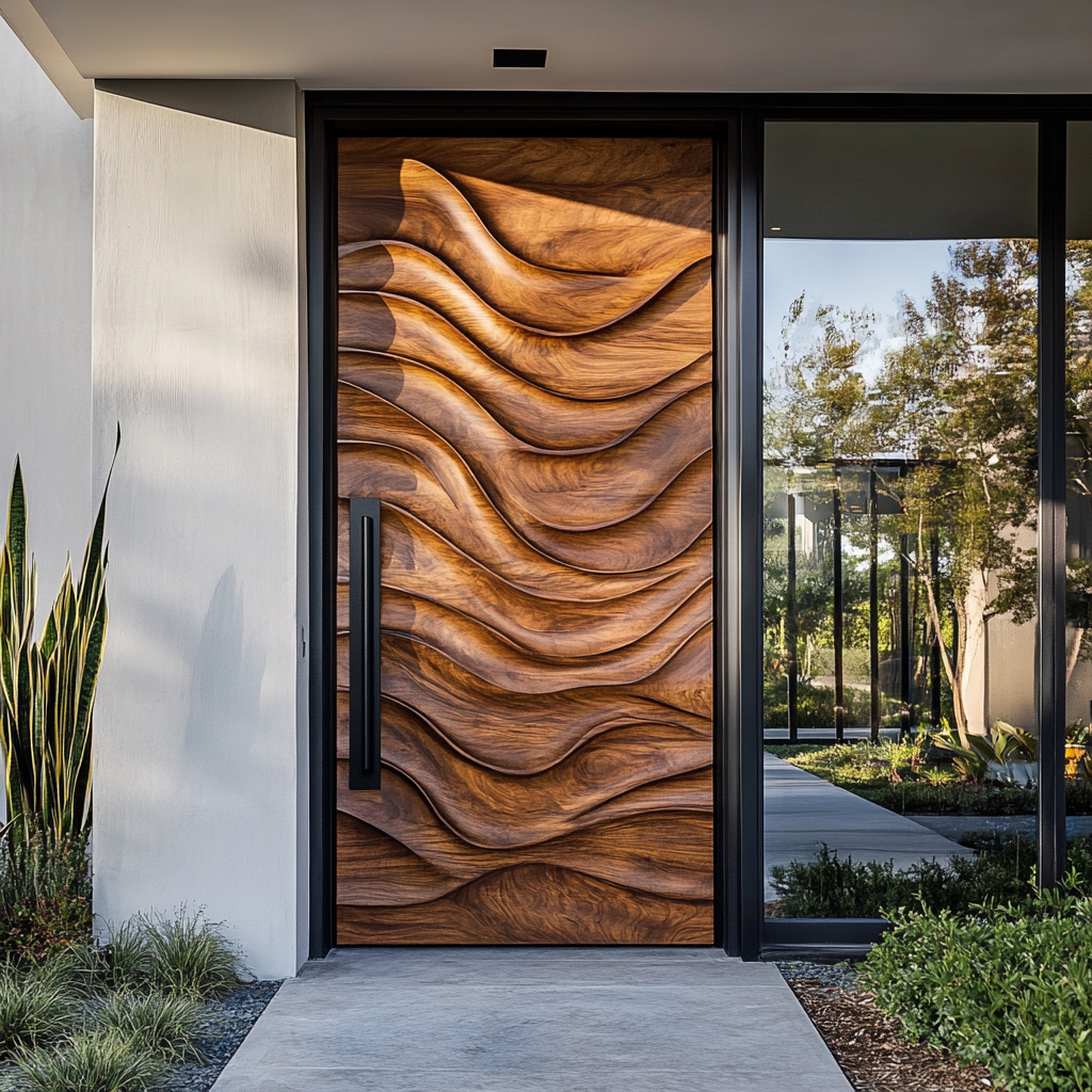Veltrava Sculpted Solid Wood Rectangular Single Door