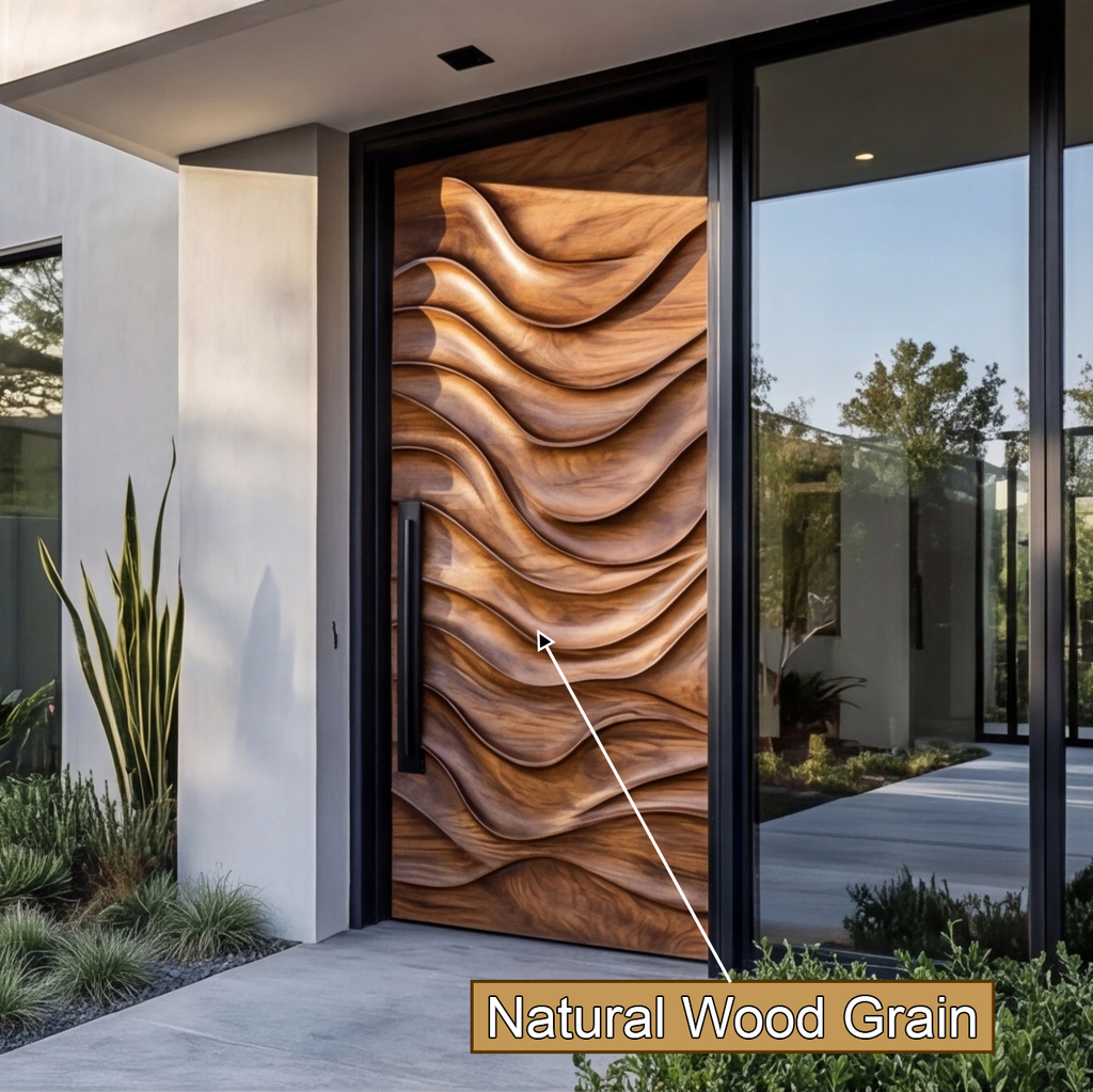 Veltrava Sculpted Solid Wood Rectangular Single Door