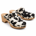 Cow Print Leather Clogs