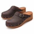 Vintage Brown Leather Clogs