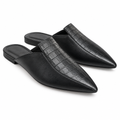 Black Croc-Embossed Mules
